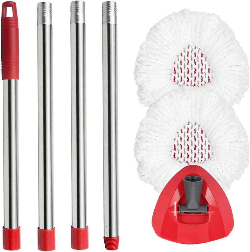 Hibaby Microfiber Spin Mop Replace Head, Mops Base, Handle Compatible with O Cedar EasyWring 1-Tank Spin Mop Refills (New White-Centre 40% More (1-Tank System)) - Image 1